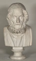 Homer. Popiersie marmurowe. Homer przedstawiony jest jako stary mężczyzna, z wychyloną do przodu głową, łysy, z zapadniętymi policzkami i ze zmarszczkami.