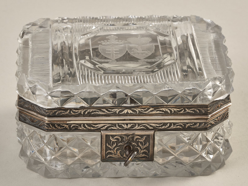 Szkatułka szklana - kałamarz. Przód