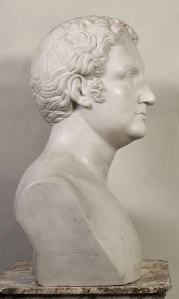 Henryk Lubomirski. Popiersie z białego marmuru.Bok lewy