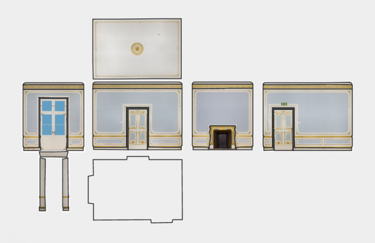 Ortofotomapa Gabinetu Błękitnego w Muzeum Pałacu Króla Jana III w Wilanowie