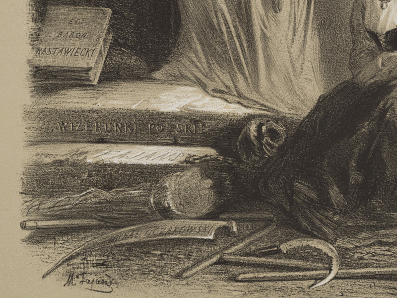 zbliżenie na fragment grafiki - sygnatura