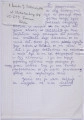 Ujęcie z góry, recto, kartka w kratkę, z marginesem po prawej stronie kartki, zapisana pismem odręcznym, z przymocowanym na odrębnej kartce adresem korespondencyjnym, w prawej górnej części