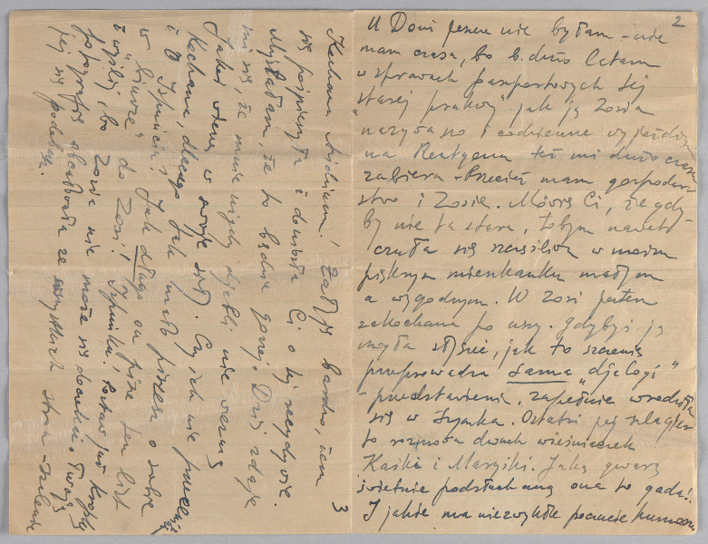 Ujęcie z góry, bifolium verso, kartka zapisana pismem odręcznym