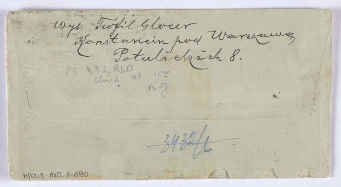 Ujęcie awersu. Koperta listu.