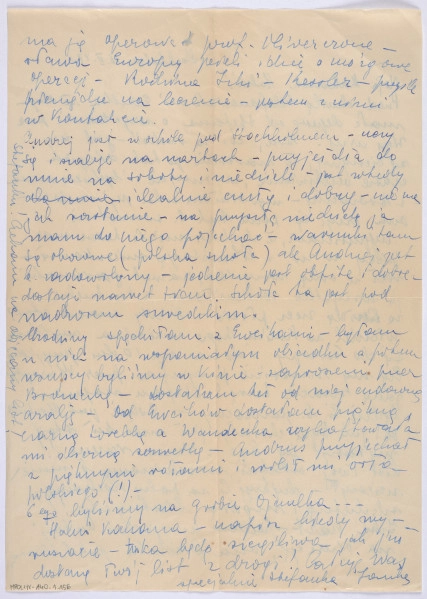 Ujęcie rewersu. List 1-kartowy. Obie strony zapisane. Papier tzw. czysty.