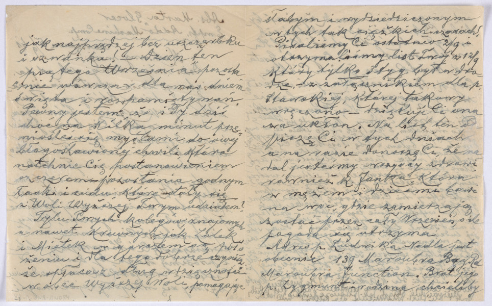 Ujęcie rewersu. List 2-kartowy, bifolium. Wszystkie strony zapisane. Papier tzw. czysty.