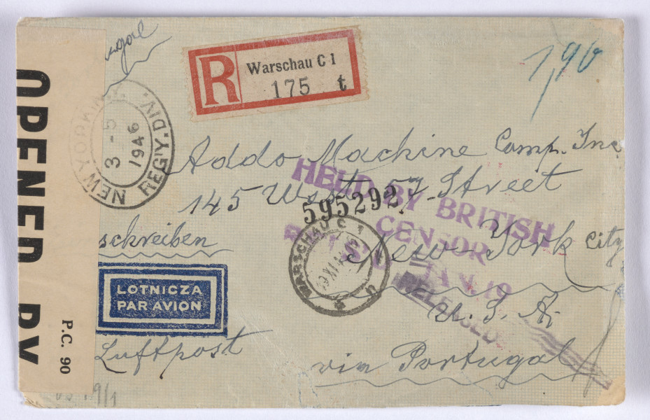 Ujęcie rewersu. Koperta listu.