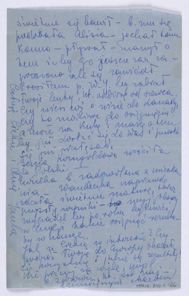 Ujęcie rewersu. List 1-kartowy. Obie strony zapisane. Papier tzw. czysty.