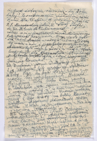 Ujęcie rewersu. 3 strona. List 3-kartowy. Wszystkie strony zapisane. Papier tzw. czysty.