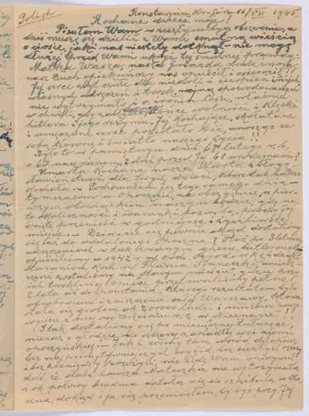 Ujęcie awersu, prawej strony. List 2-kartowy, bifolium. Wszystkie strony zapisane. Papier tzw. czysty.