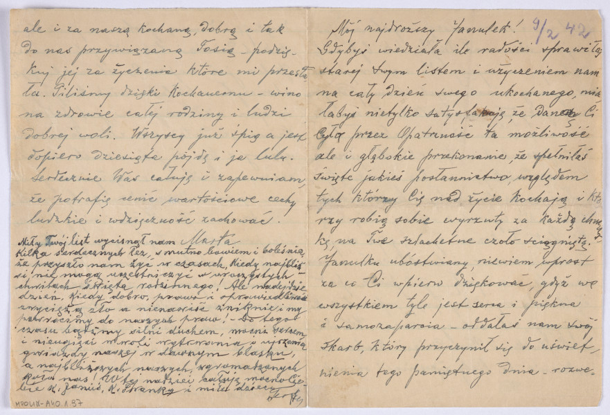 Ujęcie awersu. List 2-kartowy, bifolium. Wszystkie strony zapisane. Papier tzw. czysty.