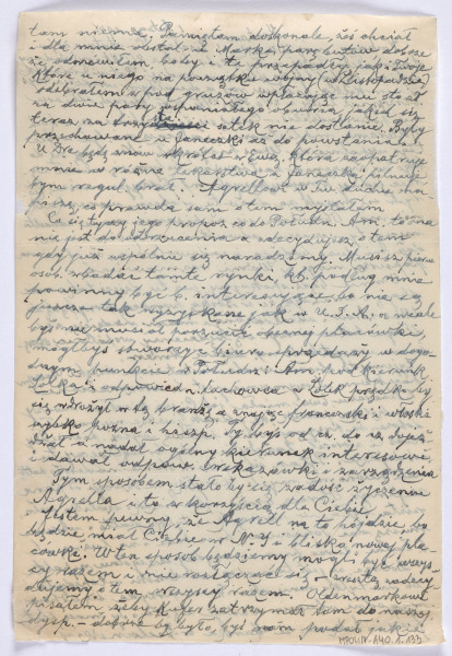 Ujęcie rewersu. 1 strona. List 3-kartowy. Wszystkie strony zapisane. Papier tzw. czysty.