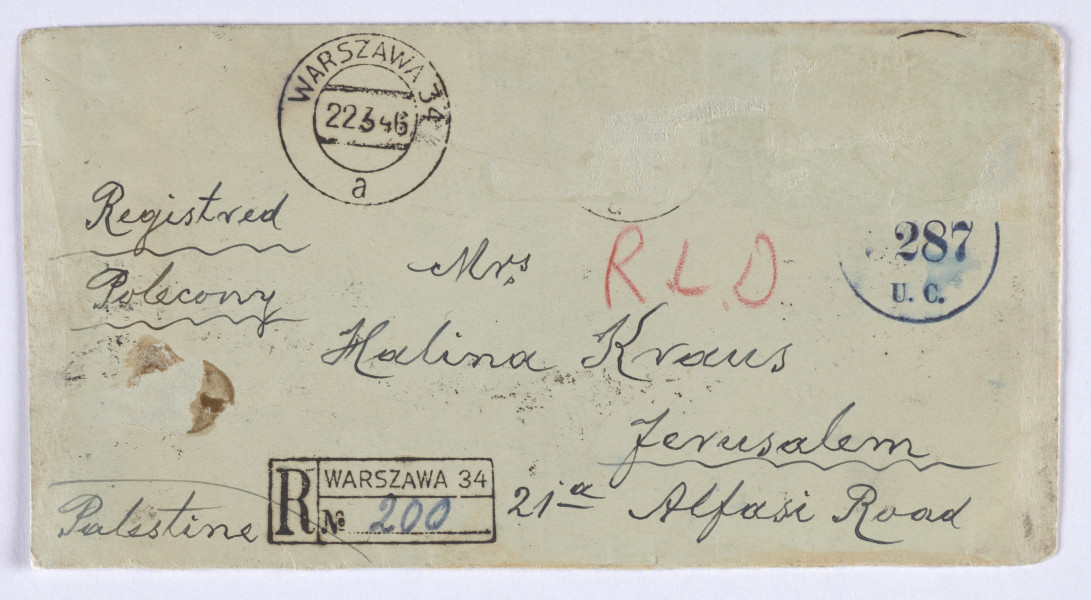 Ujęcie rewersu. Koperta listu.