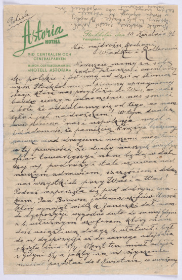 Ujęcie awersu. List 1-kartowy. Wszystkie strony zapisane. Papier tzw. czysty.