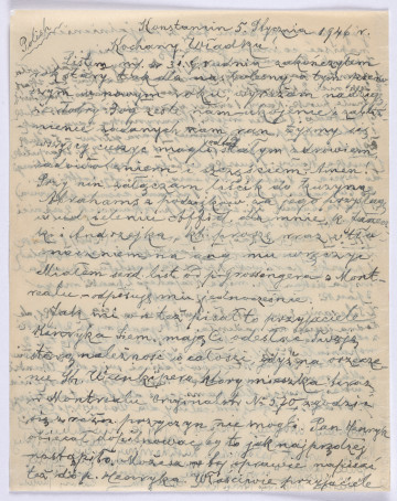 Ujęcie awersu. List 1-kartowy. Wszystkie strony zapisane. Papier tzw. czysty.