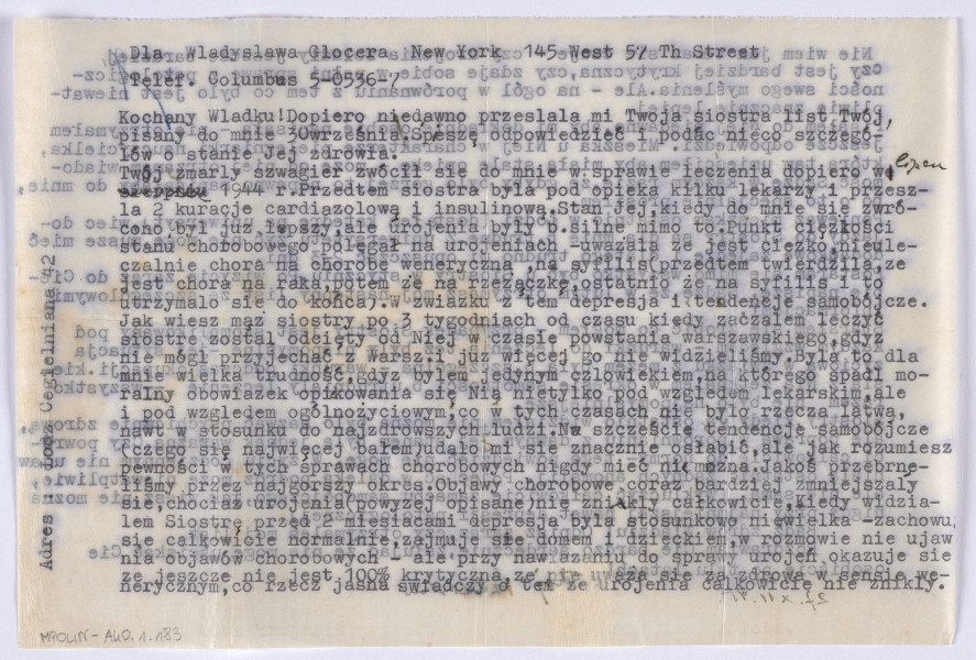 Ujęcie awersu. List 2-kartowy, bifolium. 2 strona nie jest zapisana.