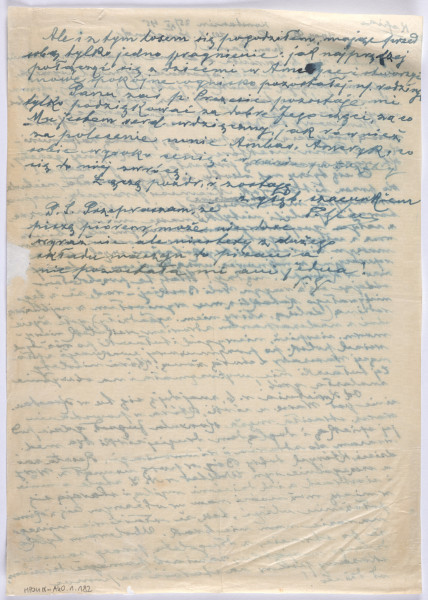 Ujęcie rewersu. List 1-kartowy, obustronnie zapisany.