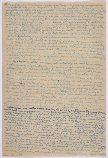 Ujęcie awersu. List 2-kartowy. 1 karta formatu A4, 2 karta formatu A5. Wszystkie strony zapisane.