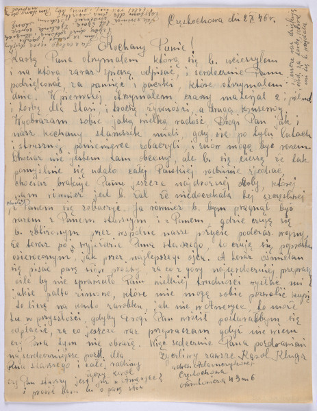 Ujęcie awersu. List 1-kartowy, obie strony zapisane.