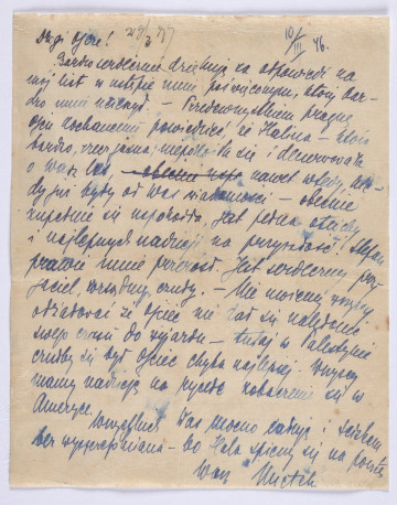 Ujęcie awersu. List 1-kartowy. Obie strony zapisane. Papier tzw. czysty.