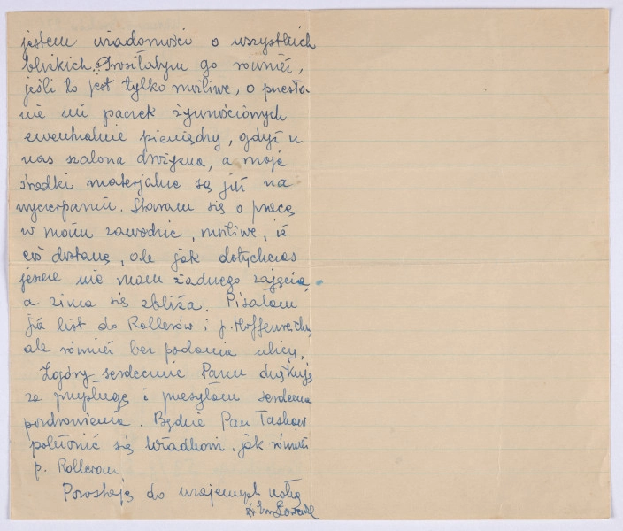 ujęcie awersu. List 2-kartowy, bifolium. Zapisane są swie pierwsze strony. Papier w linie.
