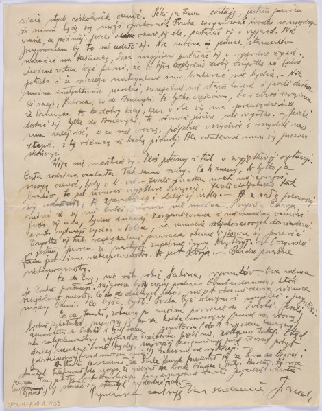 Ujęcie rewersu. List 1-kartowy, obustronnie zapisany. Papier tzw. czysty.