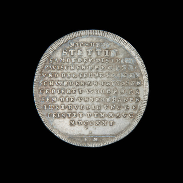 półtalar - Ujęcie rewersu. Na rewersie napis w 11 wierszach. W odcinku inicjały .F.M.