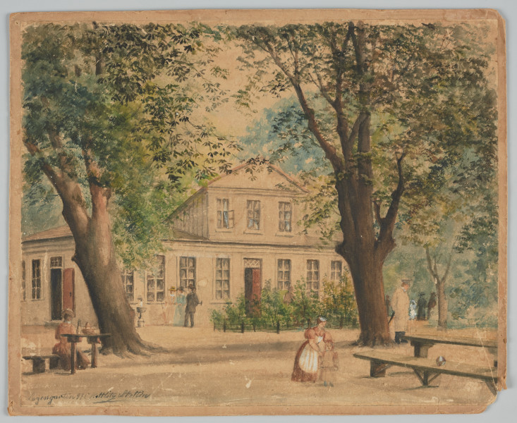 malarstwo, obraz, ikonografia - Ujęcie z przodu. Akwarela na tekturze.