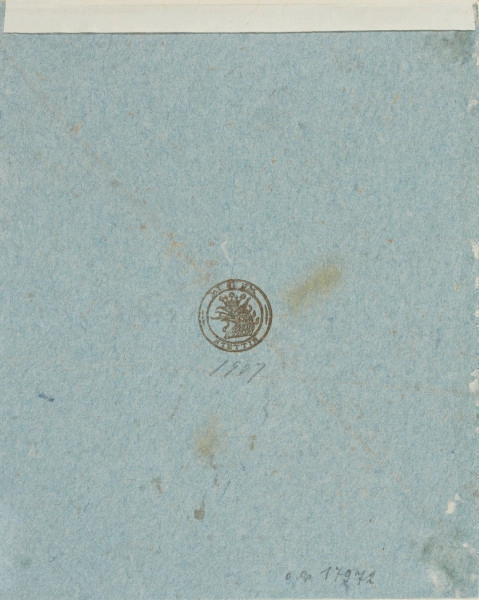 rysunek - ujęcie z tyłu; Na verso ołówkiem numer rosyjski: o 17972; brunatna pieczęć: Museum Stettin i data ołówkiem: 1907
