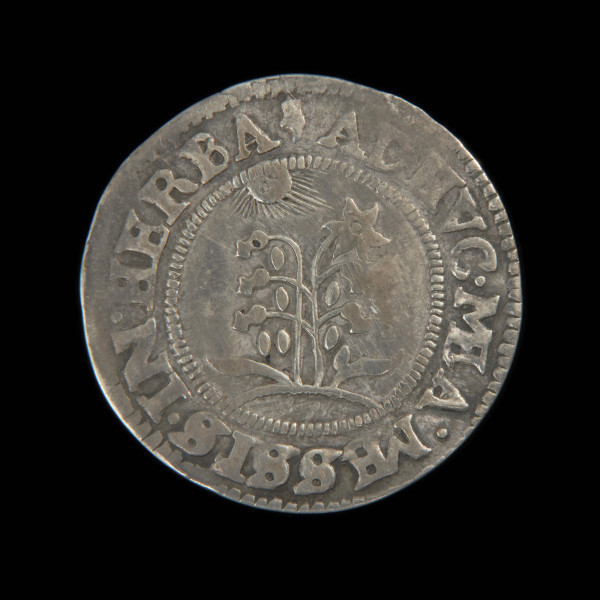 półort okolicznościowy - Ujęcie rewersu. Na rewersie promieniste słońce nad zwiędłym kwiatem (narcyzem). W otoku sygnatura żołędzia i napis.