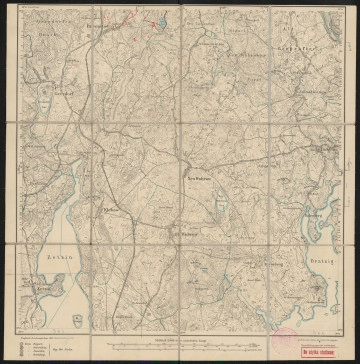 drukowana mapa 970 Neu-Wuhrow 0 - Ujęcie z przodu; Mapę 970 Neu-Wuhrow 0 opracowano i wydano w 1875, a dodrukowano w 1919 roku. Obejmuje obszar w pobliżu miejscowości Neu Wuhrow, Kreis Neustettin, Reg. Bez. Köslin, Prov. Pommern, dziś Nowe Worowo, pow. drawski, woj. zachodniopomorskie, Polska. Jest jednym z czterech zachowanych egzemplarzy arkusza przedwojennej mapy topograficznej oznaczonego godłem 970 (ale inne wydanie), zawierającym dane o lokalizacji obiektów i ich nazw w zasobie archiwalnym Flurnamen Sammlung. Na drukowanej mapie ręcznie naniesiono warstwę z numeracją obiektów fizjograficznych odnoszących się do miejscowości: Bramstädt, dziś Toporzyk.
