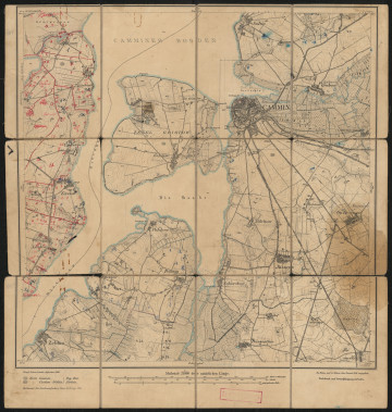drukowana mapa 685 Cammin I - Ujęcie z przodu; Mapę 685 Cammin I opracowano i wydano w 1886, a dodrukowano w 1925 roku. Obejmuje obszar w pobliżu miejscowości Kolzow, Kreis Cammin, Reg. Bez. Stettin, Prov. Pommern, dziś Kamień Pomorski, pow. kamieński, woj. zachodniopomorskie, Polska. Jest jednym z dwóch zachowanych egzemplarzy arkusza przedwojennej mapy topograficznej oznaczonego godłem 685, zawierającym dane o lokalizacji obiektów i ich nazw w zasobie archiwalnym Flurnamen Sammlung. Na drukowanej mapie ręcznie naniesiono warstwę z numeracją obiektów fizjograficznych odnoszących się do miejscowości: Reckow, dziś Rakowo; Cammin; Leussin, dziś Łojszyno; Zirzlaff, dziś Sierosław; Lüskow, dziś Łuskowo; Körtenthin, dziś Korzęcin; Zebbin, dziś Sibin; Kucklow, dziś Kukułowo; Düssin, dziś Dusin; Ribbertow, dziś Rozwarowo.