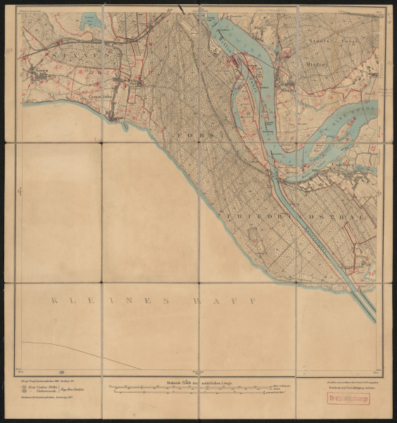 Mapa drukowana - Ujęcie z przodu; Mapę 768 Caseburg I opracowano i wydano w 1886, skorygowano w 1911, a dodrukowano w 1927 roku. Obejmuje obszar w pobliżu miejscowości Caseburg (Kaseburg), Kreis Usedom-Wollin, Reg. Bez. Stettin, Prov. Pommern, dziś Karsibór, część Świnoujścia, miasta na prawach powiatu, woj. zachodniopomorskie, Polska. Jest jedynym zachowanym egzemplarzem arkusza przedwojennej mapy topograficznej oznaczonego godłem 768, zawierającym dane o lokalizacji obiektów i ich nazw w zasobie archiwalnym Flurnamen Sammlung. Na drukowanej mapie ręcznie naniesiono warstwę z numeracją obiektów fizjograficznych odnoszących się do miejscowości: Garz, Camminke (Kamminke); Friedichsthal, dziś Paprotno (ta i następne – części Świnoujścia); Klüß, dziś Klicz; Werder, dziś Ognica; Caseburg (Kaseburg); Woitzig, dziś Osiecze.