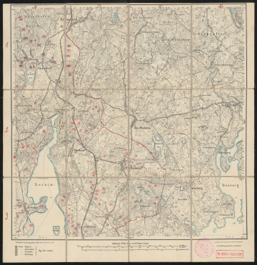 Mapa drukowana 970 Neu-Wuhrow II - Ujęcie z przodu; Mapę 970 Neu-Wuhrow II opracowano i wydano w 1875, a dodrukowano w 1919 roku. Obejmuje obszar w pobliżu miejscowości Neu Wuhrow, Kreis Neustettin, Reg. Bez. Köslin, Prov. Pommern, dziś Nowe Worowo, pow. drawski, woj. zachodniopomorskie, Polska. Jest jednym z czterech zachowanych egzemplarzy arkusza przedwojennej mapy topograficznej oznaczonego godłem 970 (ale inne wydanie), zawierającym dane o lokalizacji obiektów i ich nazw w zasobie archiwalnym Flurnamen Sammlung. Na drukowanej mapie ręcznie naniesiono warstwę z numeracją obiektów fizjograficznych odnoszących się do miejscowości: Gersdorf, dziś Gawroniec; Klebow, dziś Chlebowo; Alt Wuhrow, dziś Stare Worowo; Zetzin, dziś Siecino.