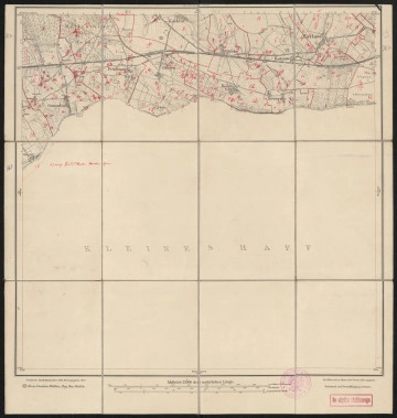 Mapa drukowana 767 Zirchow II - Ujęcie z przodu; Mapę 767 Zirchow II opracowano w 1886, a wydano w 1887 roku. Obejmuje obszar w pobliżu miejscowości Zirchow, Kreis Usedom-Wollin, Reg. Bez. Stettin, Prov. Pommern, dziś Kreis Vorpommern-Greifswald, Bundesland Mecklenburg-Vorpommern, Niemcy. Jest jedynym zachowanym egzemplarzem arkusza przedwojennej mapy topograficznej oznaczonego godłem 767, zawierającym dane o lokalizacji obiektów i ich nazw w zasobie archiwalnym Flurnamen Sammlung. Na drukowanej mapie ręcznie naniesiono warstwę z numeracją obiektów fizjograficznych odnoszących się do miejscowości: Gummlin, Mellenthin, Stolpe, Prätenow, Kachlin, Dargen, Görke, Bossin, Kutzow, Neverow, Zirchow.