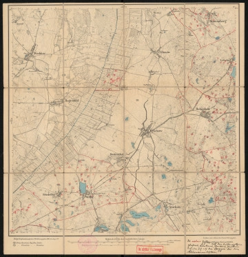 Mapa drukowana 1238 Hohenholz I - Ujęcie z przodu; Mapę 1238 Hohenholz I opracowano w 1887, wydano w 1888, a skorygowano w 1911 roku. Obejmuje obszar w pobliżu miejscowości Hohenholz, Kreis Randow, Reg. Bez. Stettin, Prov. Pommern, dziś Kreis Vorpommern-Greifswald, Bundesland Mecklenburg-Vorpommern, Niemcy. Jest jedynym zachowanym egzemplarzem arkusza przedwojennej mapy topograficznej oznaczonego godłem 1238, zawierającym dane o lokalizacji obiektów i ich nazw w zasobie archiwalnym Flurnamen Sammlung. Na drukowanej mapie ręcznie naniesiono warstwę z numeracją obiektów fizjograficznych odnoszących się do miejscowości: Sonnenberg, Lebehn, Hohenholz, Penkun, Friedefeld, Wollin, Nadrensee, Radekow.