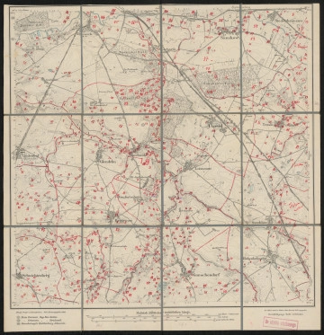 drukowana mapa 761 Leistenow I - Ujęcie z przodu; Mapę 761 Leistenow I opracowano w 1884, a wydano w 1886 roku. Obejmuje obszar w pobliżu miejscowości Leistenow, Kreis Demmin, Reg. Bez. Stettin, Prov. Pommern, dziś Kreis Mecklenburgische Seenplatte, Bundesland Mecklenburg-Vorpommern, Niemcy. Jest jedynym zachowanym egzemplarzem arkusza przedwojennej mapy topograficznej oznaczonego godłem 761, zawierającym dane o lokalizacji obiektów i ich nazw w zasobie archiwalnym Flurnamen Sammlung. Na drukowanej mapie ręcznie naniesiono warstwę z numeracją obiektów fizjograficznych odnoszących się do miejscowości: Vorwerk, Zachariä, Sanzkow, Siedenbrünzow, Lindenhof, Glendelin, Buschmühl, Alt, Neu Gatschow, Beggerow, Leistenow, Utzedel, Teusin, Strehlow, Schwichtenberg, Caslin, Ganschendorf, Hohenbrünzow.