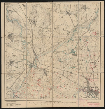 drukowana mapa 606 Belgard 0 - Ujęcie z przodu; Mapę 606 Belgard 0 wydano w 1889, a dodrukowano w 1924 roku. Obejmuje obszar w pobliżu miejscowości Belgard, Kreis Belgard, Reg. Bez. Köslin, Prov. Pommern, dziś Białogard, pow. białogardzki, woj. zachodniopomorskie, Polska. Jest jednym z trzech zachowanych egzemplarzy arkusza przedwojennej mapy topograficznej oznaczonego godłem 606, zawierającym dane o lokalizacji obiektów i ich nazw w zasobie archiwalnym Flurnamen Sammlung. Na drukowanej mapie ręcznie naniesiono warstwę z numeracją obiektów fizjograficznych odnoszących się do miejscowości: Redlin, dziś Redlino; Alt, Neu Lülfitz, dziś Lulewice, Lulewiczki; Gr., Kl. Panknin, dziś Pękanino, Pękaninko; Rostin, dziś Rościno; Belgard.