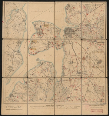 drukowana mapa 685 Cammin II - Ujęcie z przodu; Mapę 685 Cammin II opracowano i wydano w 1886, a dodrukowano w 1925 roku. Obejmuje obszar w pobliżu miejscowości Kolzow, Kreis Cammin, Reg. Bez. Stettin, Prov. Pommern, dziś Kamień Pomorski, pow. kamieński, woj. zachodniopomorskie, Polska. Jest jednym z dwóch zachowanych egzemplarzy arkusza przedwojennej mapy topograficznej oznaczonego godłem 685, zawierającym dane o lokalizacji obiektów i ich nazw w zasobie archiwalnym Flurnamen Sammlung. Na drukowanej mapie ręcznie naniesiono warstwę z numeracją obiektów fizjograficznych odnoszących się do miejscowości: Zünz, dziś Zastań; Gristow, Neu Gristow, dziś Chrząszczewo, Chrząszczewko; Bünnewitz, dziś Buniewice; Soltin, dziś Żółcino; Cammin; Granzow, dziś Chrząstowo; Grabow, dziś Grabowo; Leussin, dziś Łojszyno; Zirzlaff, dziś Sierosław; Polchow, dziś Połchowo; Düssin, Kucklow, dziś Kukułowo; dziś Dusin; Milchow, dziś Miłachowo; Jassow, dziś Jarszewo; Gr. Revenow, dziś Rzewnowo; Zebbin, dziś Sibin; Scharchow, dziś Skarchowo; Büssenthin, dziś Buszęcin; Görke, dziś Górki.