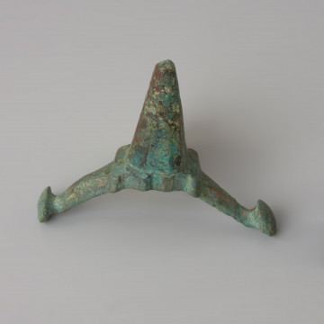 Ujęcie z przodu. Ostroga kabłąkowa z brązu.