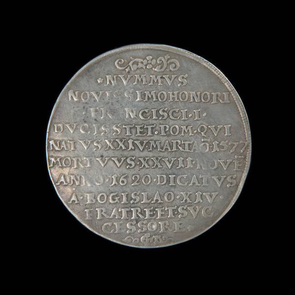 półtalar szeroki okolicznościowy - Ujęcie rewersu. Napis w 10 wierszach w polskim tłumaczeniu 