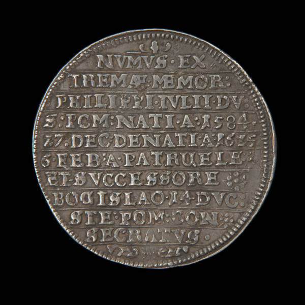 dwutalar szeroki - Ujęcie rewersu. Na rewersie u góry żołądź, poniżej napis w 10 wierszach.