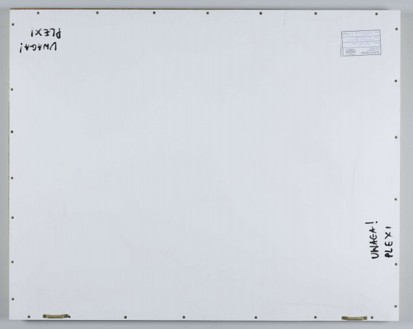 S/G/1683/ML - Kompozycja metaforyczna. W centrum zwężająca się perspektywicznie w głąb droga z postacią idącej kobiety. Kobieta w rozwianej sukni z dekoltem, ręce opuszczone wzdłuż tułowia, dłonie odgięte na bok. Po obu stronach drogi wyłaniające się z wody sylwetki fantastycznych potworów o obłych ciałach i wężowatych głowach zwróconych w kierunku postaci. W tle zarys górzystego krajobrazu. Sylwetki modelowane czernią, miejscami akcenty bieli.
