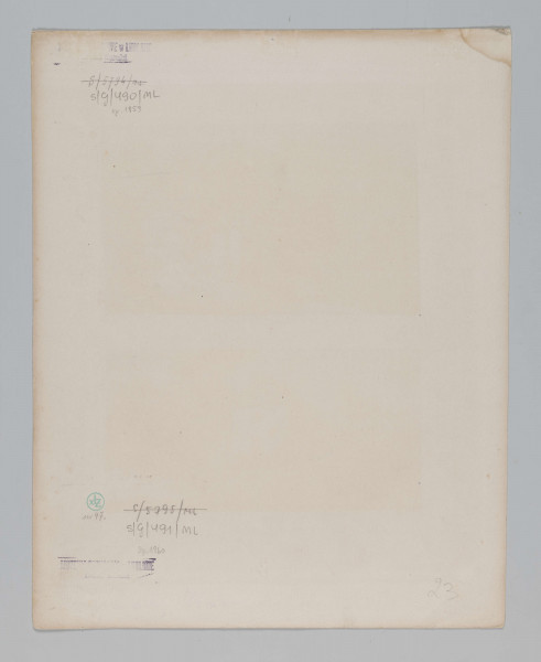 S/G/490/ML - Widok kościoła franciszkanów (św. Katarzyny) w Szczebrzeszynie. Świątynia w ujęciu od strony północno wschodniej, bazylikowa, z widoczną wyższą nawą główną wyposażoną w cztery okna. Elewacja nawy bocznej przepruta półkoliście zamkniętymi oknami, rozczłonkowana pilastrami, oszkarpowana. Od frontu czworoboczna wieża nakryta hełmem z latarnią. Po lewej przylegający do kościoła mur klasztoru. Na drodze przed fasad a odwrócona postać kobieca, w głębi wóz konny. Po prawej fragment drewnianych zabudowań.