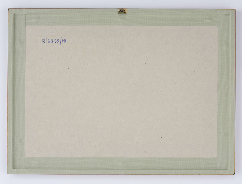 Widok Bramy Krakowskiej i Krakowskiego Przedmieścia w Lublinie w ujęciu perspektywicznym. Sylwetka bramy w głębi na osi, dominuje nad resztą architektury. Wieża nakryta barokowym hełmem z latarnią, przed nią połowę niższe przedbramie zwieńczone trzema cylindrycznymi wieżyczkami i krenelażem, w przyziemiu półkolisty przejazd. Przy północnej (lewej) stronie ulicy mury wypalonego kościoła i klasztoru karmelitów bosych i fragment nawy bocznej przylegającego do nich kościoła św. Ducha. Przed spalonym kościołem długi ciąg kramów. Po południowej (prawej) stronie kilka kamienic Krakowskiego Przedmieścia. Przed bramą i na ulicy sylwetki przechodniów. Ściany budynków z linearnie zaznaczonymi podziałami i detalami architektonicznymi. 