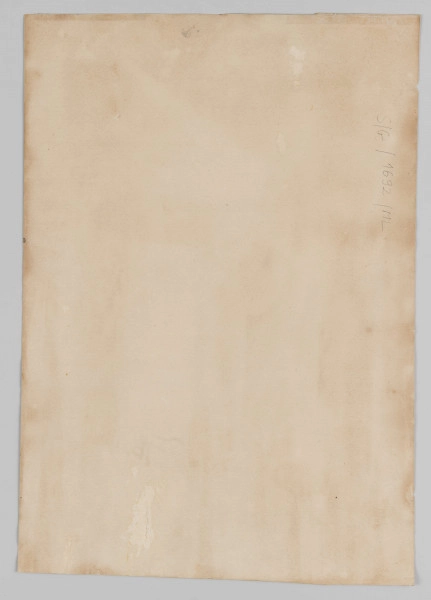 S/G/1692/ML - Portret starszego mężczyzny w popiersiu, nieznacznie na lewo. Twarz  o wyrazistych rysach, poznaczona głębokimi bruzdami. Krótkie siwe włosy zaczesane na lewy bok. Niskie czoło, 
głęboko osadzone oczy o ciężkich powiekach, wystające kości policzkowe. Usta ukryte pod sumiastymi wąsami, wydatny, zaokrąglony podbródek. Ubrany w kurtkę z zaokrąglonym 
kołnierzem. Malowany szeroką plamą, dominują ugry i brązy. Twarz, włosy i zarost rozświetlone rozbielonym błękitem. W tle błękit rozmyty.
sygn. p.d.: WB (monogram wiązany) 1900