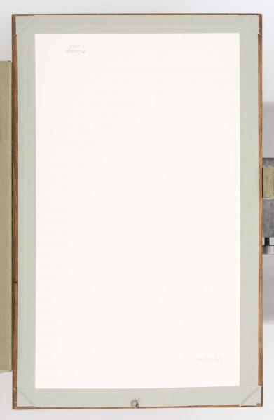 Postać starszego mężczyzny ujęta en face w pozycji siedzącej. Splecione kościste dłonie wsparte na zakrzywionej rączce laski, którą ściska kolanami. Twarz trójkątna, z wysokim łysiejącym czołem. Głębokie zmarszczki dookoła dużych oczu, obwisłe policzki, krótki szeroki nos. Usła zakryte krótkimi wąsami. Ubrany w ciemną kurtę do kolan, nieco za obszerne spodnie i podniszczone buty - trzewiki.