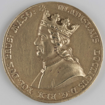 N/1601/ML - AV. Ukoronowane popiersie króla w profilui w lewo. W otoku napis:
WLADISLAUS LOCTICUS.D.G.REX POL:DUX PRUS:MASO:&

RV. Sześciowierszowy napis:
PATRIAE ET TRONO / RESTITUTUS / GLORIOSE REGNAVIT / PATER MAG: CASIMIR / DEC:MCCCXXXIII./ S.M.S.