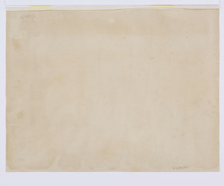 Widok Lublina z fragmentem traktu zamojskiego. Po prawej rozległy pejzaż ze sztafażem. W głębi, rozciągnięte w poziomie zabudowania miejskie z charakterystycznymi dla Lublina budowlami. Przedstawienie szczegółowe, modelowane miękkimi, przetartymi smugami, dominują odcienie szarości wzbogacone rdzawym oranżem. 
