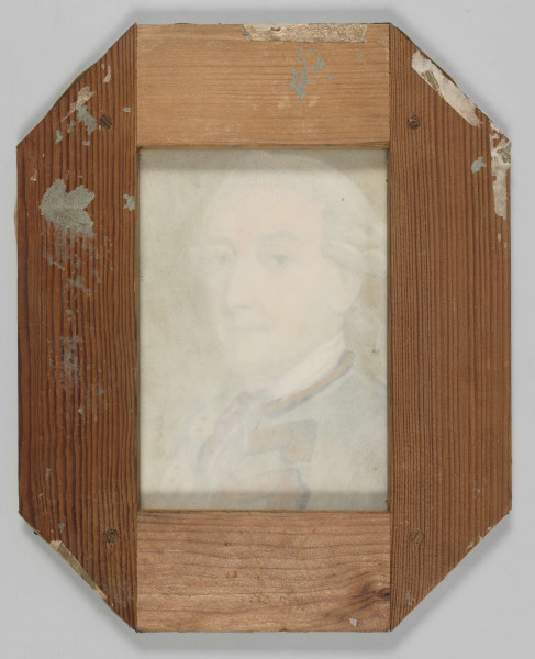 S/G/801/ML - Portret bliżej nieokreślonego mężczyzny w owalu. Ujęty w popiersiu, 3/4 w prawo. Twarz 
pociągła o wysokim czole, duże, wypukłe oczy, wydatny, lekko 